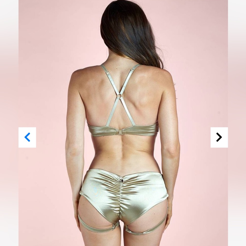 Gold Strappy Women's Lingerie Set